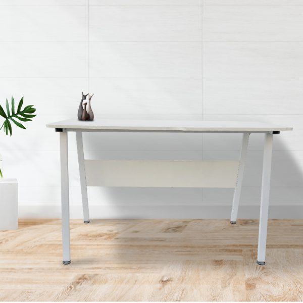 Table d'ordinateur bureau Tough - largeur 130 cm - cadre blanc plateau blanc - VDD World