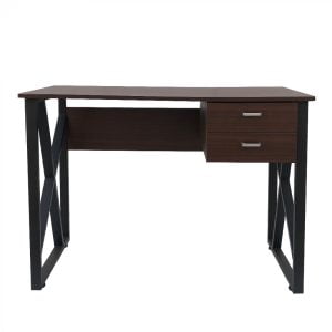 Bureau table ordinateur Tough - bureau ordinateur portable - métal noir bois marron