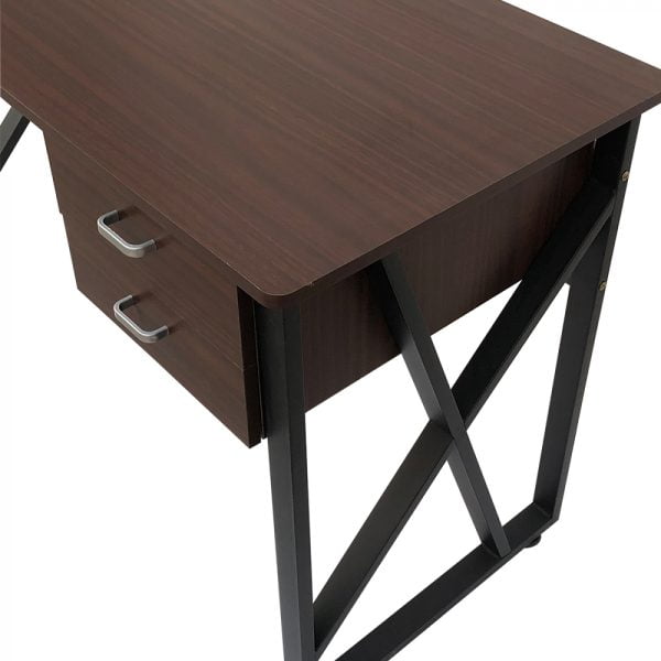 Bureau table ordinateur Tough - bureau ordinateur portable - métal noir bois marron - VDD World