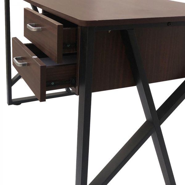 Bureau table ordinateur Tough - bureau ordinateur portable - métal noir bois marron - VDD World