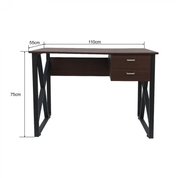 Bureau table ordinateur Tough - bureau ordinateur portable - métal noir bois marron - VDD World