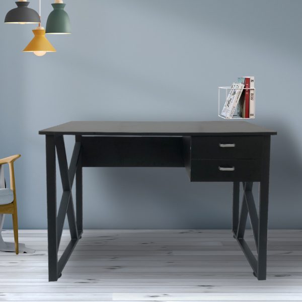 Table d'ordinateur de bureau Tough - table d'appoint - industriel moderne - métal avec bois - noir - VDD World