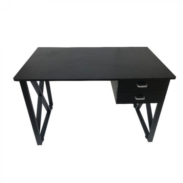 Table d'ordinateur de bureau Tough - table d'appoint - industriel moderne - métal avec bois - noir - VDD World