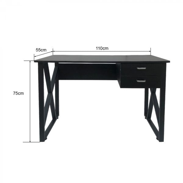 Table d'ordinateur de bureau Tough - table d'appoint - industriel moderne - métal avec bois - noir - VDD World