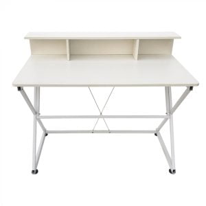 Bureau table ordinateur portable Tough - style industriel moderne - 110 cm de large - blanc