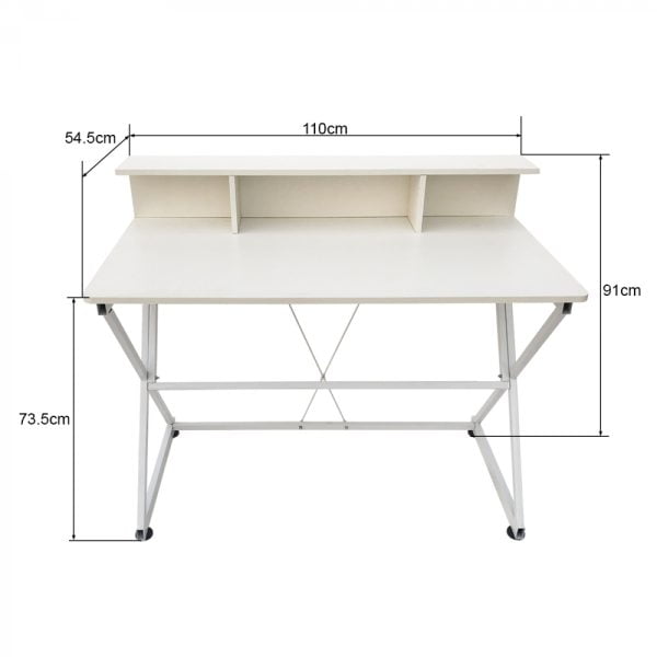 Bureau table ordinateur portable Tough - style industriel moderne - 110 cm de large - blanc - VDD World