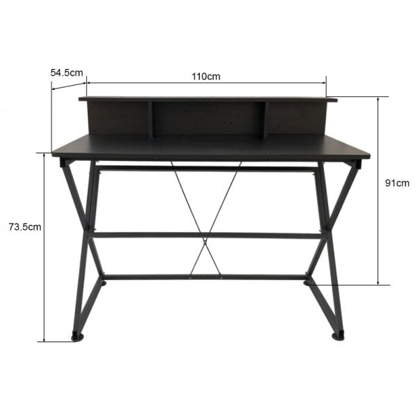 Table de bureau ordinateur portable Tough - style industriel moderne - 110 cm de large - noir - VDD World
