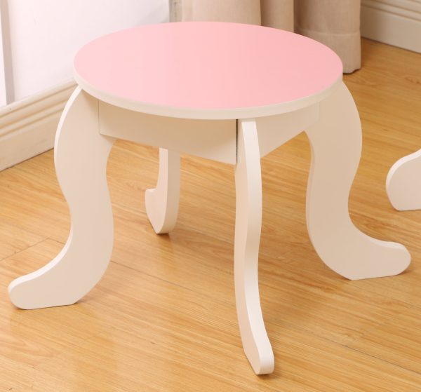 Coiffeuse maquillage table de maquillage princesse fille avec miroir et tabouret blanc rose - VDD World