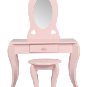 Coiffeuse maquillage table de maquillage coeur design pépinière fille avec tabouret rose