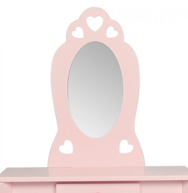 Coiffeuse maquillage table de maquillage coeur design pépinière fille avec tabouret rose - VDD World