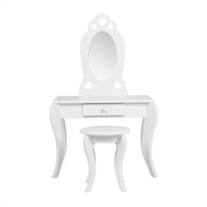 Coiffeuse coeurs - coiffeuse maquillage - avec tabouret - blanc