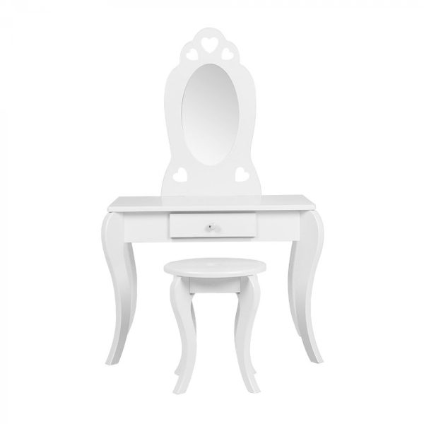 Coiffeuse coeurs - coiffeuse maquillage - avec tabouret - blanc - VDD World