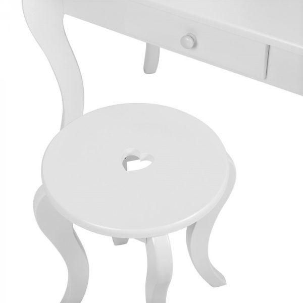 Coiffeuse coeurs - coiffeuse maquillage - avec tabouret - blanc - VDD World