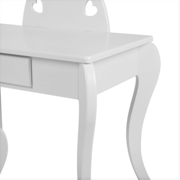 Coiffeuse coeurs - coiffeuse maquillage - avec tabouret - blanc - VDD World