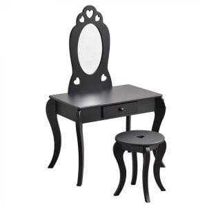 Coiffeuse maquillage table de maquillage - coiffeuse - avec miroir - noir - VDD World