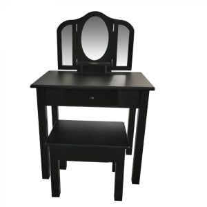 Coiffeuse maquillage table de maquillage princesse fille avec miroir et tabouret rose - VDD World