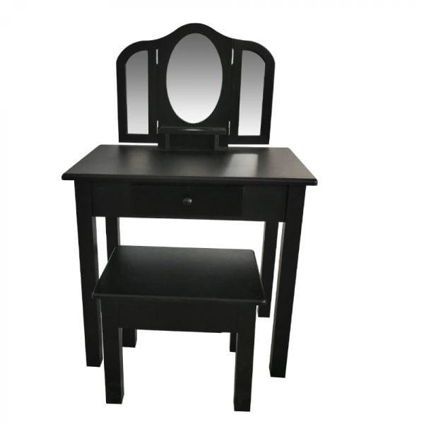 Coiffeuse maquillage maquillage chambre d'enfant - coiffeuse avec miroir et tabouret - noir - VDD World