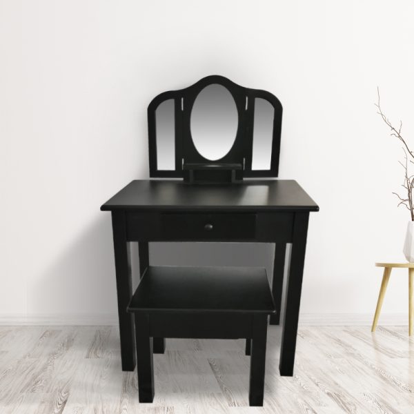 Coiffeuse maquillage maquillage chambre d'enfant - coiffeuse avec miroir et tabouret - noir - VDD World