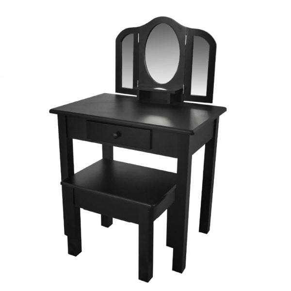 Coiffeuse maquillage maquillage chambre d'enfant - coiffeuse avec miroir et tabouret - noir - VDD World