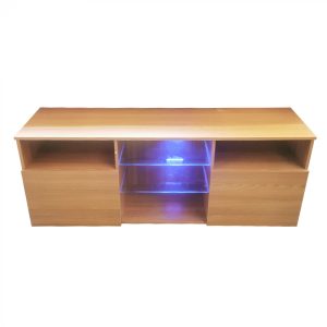 Buffet meuble TV - meuble multimédia - avec éclairage - largeur 145 cm - marron