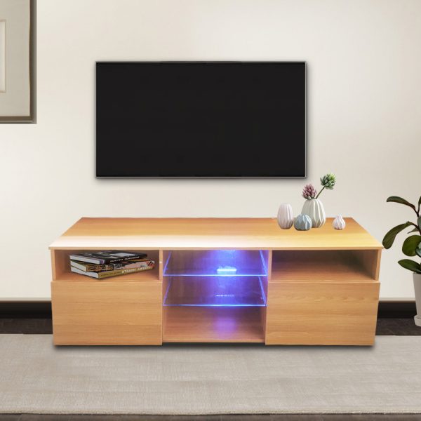 Buffet meuble TV - meuble multimédia - avec éclairage - largeur 145 cm - marron - VDD World
