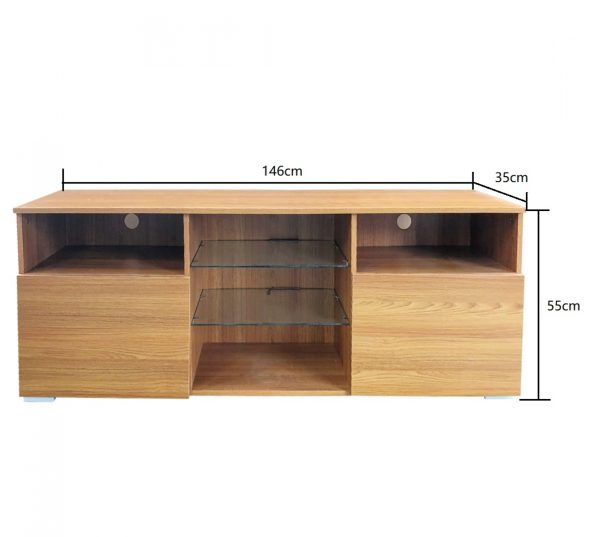 Buffet meuble TV - meuble multimédia - avec éclairage - largeur 145 cm - marron - VDD World