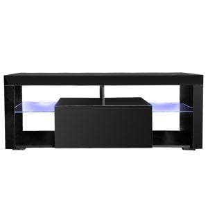 Meuble TV Meuble TV Tenus sans corps d'éclairage LED noir façade noir brillant - VDD World