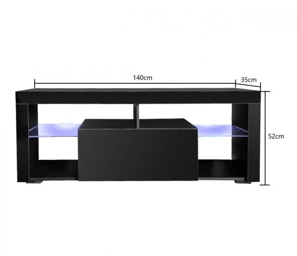 Meuble TV Meuble TV Hugo incl Corps LED blanc avant mat blanc brillant - VDD World FR