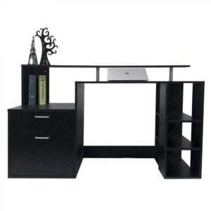 Bureau bureau table d'ordinateur bureau d'ordinateur de 140 cm de large avec commode et beaucoup d'e