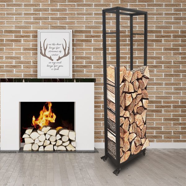 Support de stockage de bois de chauffage mobile - stockage du bois - 40 cm x 160 cm de haut - VDD World