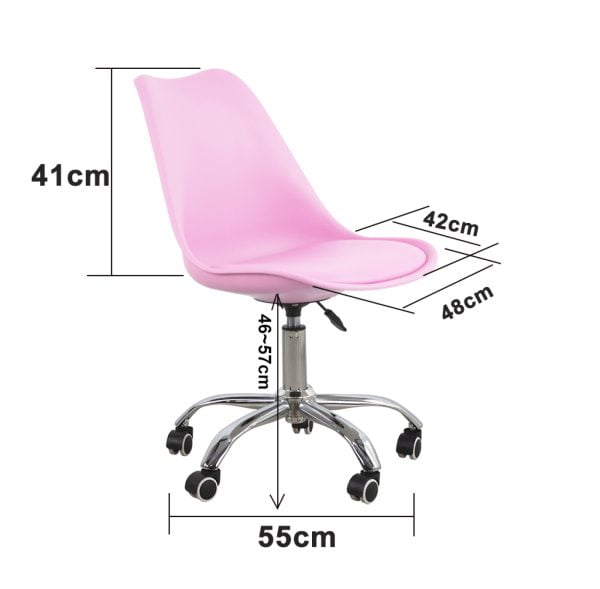 Chaise de bureau rose - réglable en hauteur - VDD World