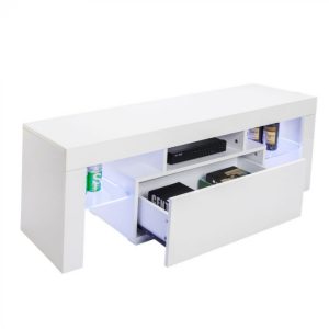 Meuble TV Meuble TV Hugo incl Corps LED blanc avant mat blanc brillant - VDD World