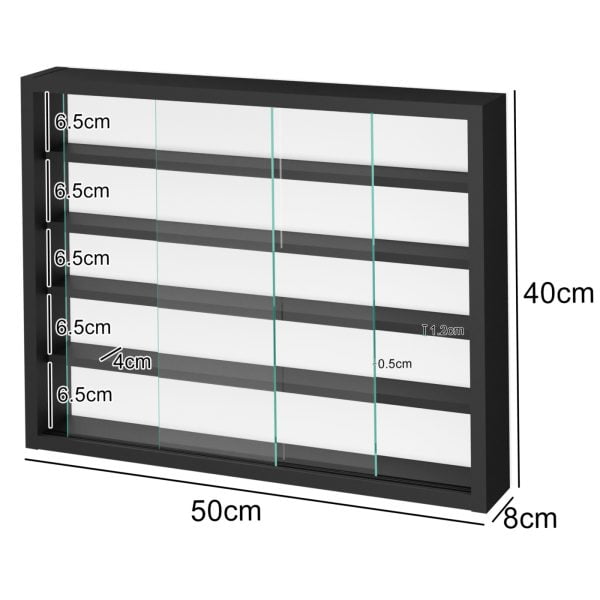 VDD Vitrine murale suspendue debout - étagères 50 cm de large x 4 cm de profondeur - VDD World