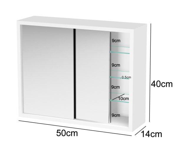 VDD Armoire à pharmacie - armoire de toilette au-dessus du lavabo - 50 x 40 x 14 cm - VDD World