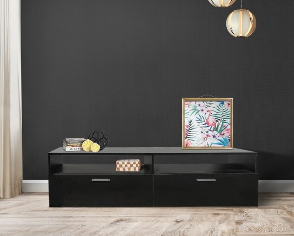 Meuble TV - meuble buffet TV - 160 cm de large - noir - VDD World