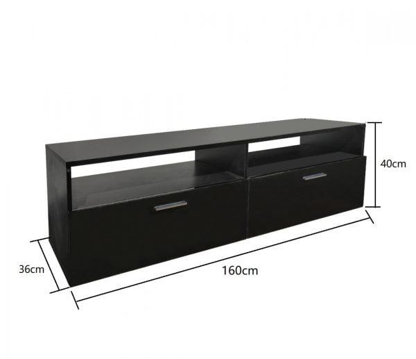 Meuble TV - meuble buffet TV - 160 cm de large - noir - VDD World