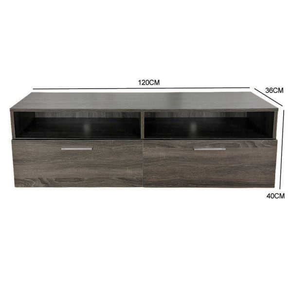 Meuble TV - buffet - largeur 120 cm - couleur gris marron - VDD World