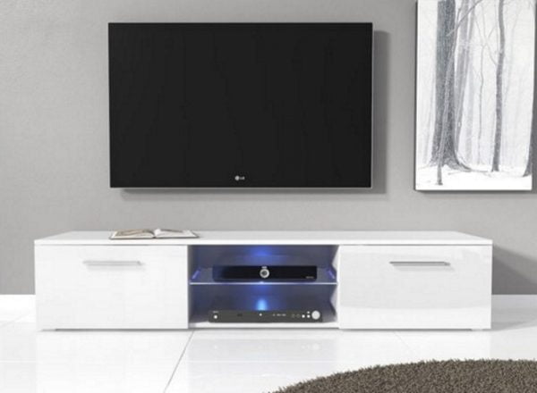 Buffet meuble TV Tenus - Meuble TV - avec éclairage LED - largeur 160 cm - blanc - VDD World