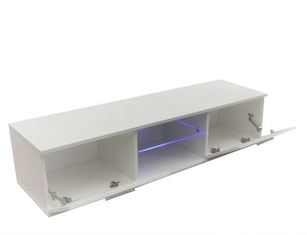 Buffet meuble TV Tenus - Meuble TV - avec éclairage LED - largeur 160 cm - blanc - VDD World