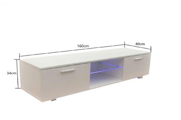 Buffet meuble TV Tenus - Meuble TV - avec éclairage LED - largeur 160 cm - blanc - VDD World