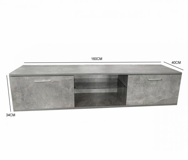 Buffet meuble TV Tenus - Meuble TV - avec éclairage LED - largeur 160 cm - béton gris - VDD World