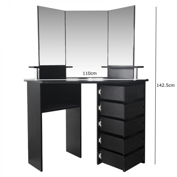 Coiffeuse d'angle - coiffeuse maquillage maquillage - coiffeuse - 3 miroirs beaucoup d'espace de ran - VDD World