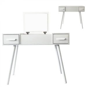 Table basse - métal bois - 90 x 50 cm - blanc marron clair - VDD World