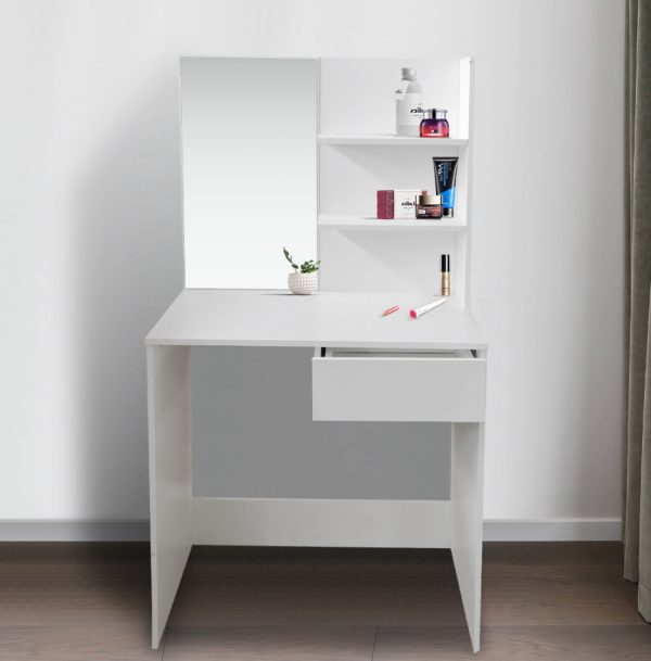 Coiffeuse maquillage table de maquillage - coiffeuse - avec miroir - blanc - VDD World