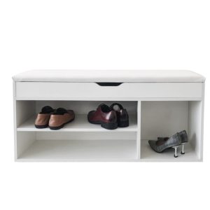Banc d'entrée meuble à chaussures avec espace de rangement - étagère à chaussures - avec coussin d'a