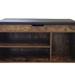 Shoe cabinet hall bench with storage space - with seat cushion - brown walnut