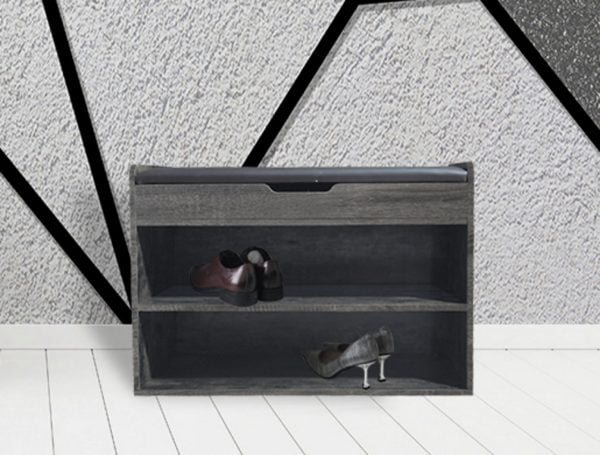 Meuble à chaussures avec banc - banc d'entrée avec compartiments à chaussures - gris marron - VDD World