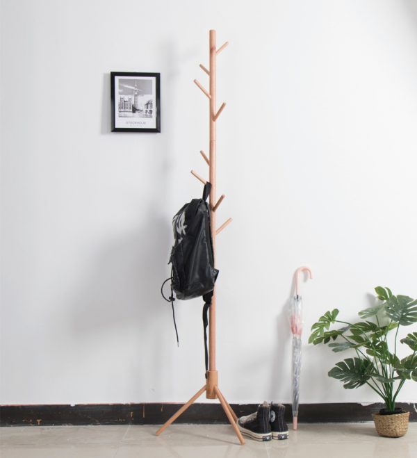 Porte-manteau sur pied - porte-manteau arbre 8 patères bois - hauteur 178 cm - marron clair - VDD World