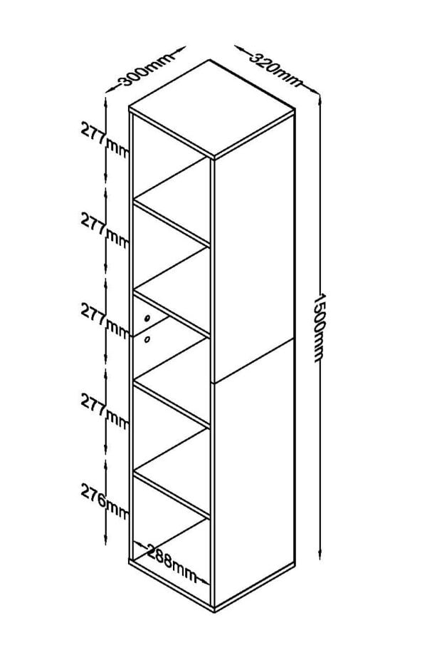 Meuble de salle de bain 5 compartiments ouverts - meuble colonne salle de bain chambre hall - VDD World