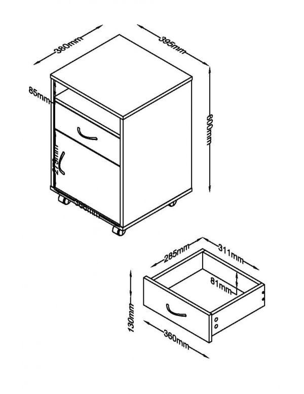 Armoire de bureau à roulettes - bloc tiroirs - mobile - VDD World